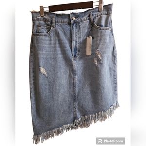 Velvet Heart Raw Hem Asymmetrical Jean Skirt